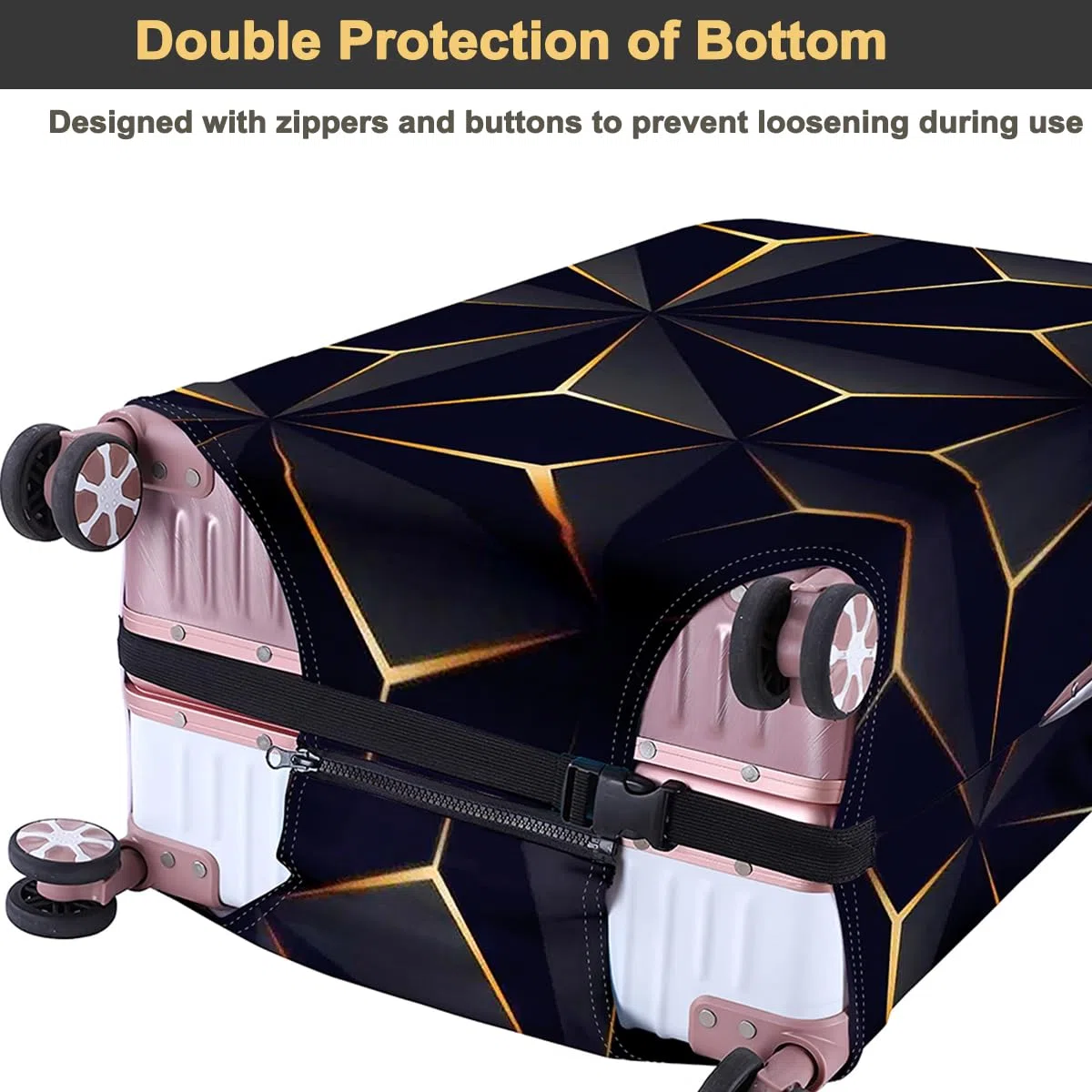 FANSU Copri Valigia per 29-32 Pollici, Elastica Copri Trolley 3D Luggage Cover Chiusura con Cerniera, Trolley Protector Cover Grande Valigia Antipolvere Lavabile Copertura