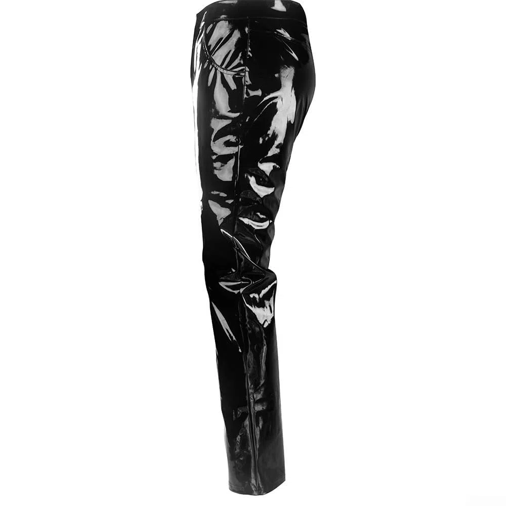Club Dance Wear Pantaloni lunghi in PVC da uomo con lucido progettato con stile punk gotico adatto per feste notturne