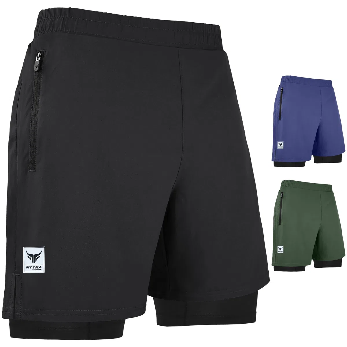 Mytra Fusion Pantaloncini Running Uomo 2 in 1 Pantaloncini Palestra Uomo per molteplici Usi Asciugatura Rapida Allenamento Fitness Training Corto