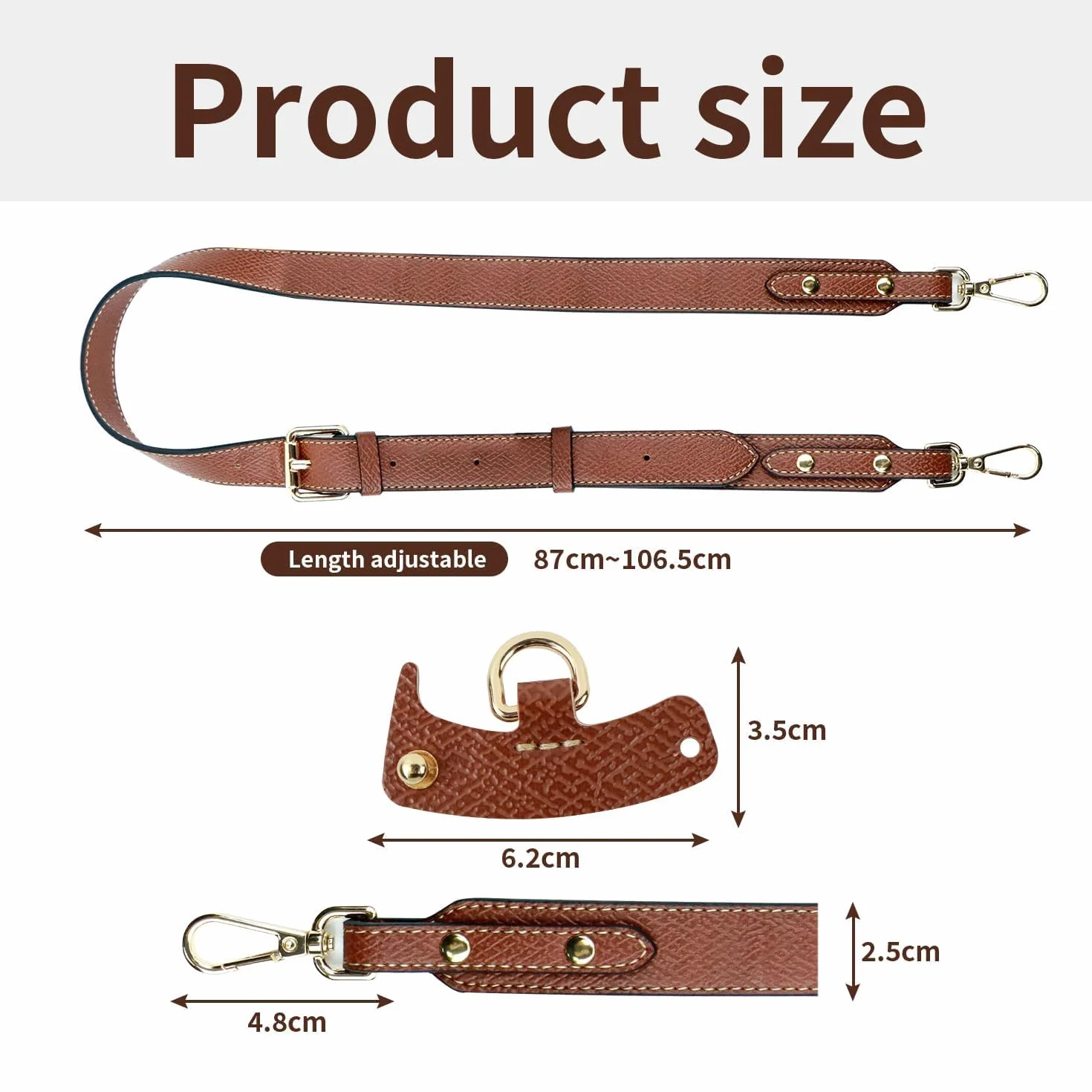 Cinghia Tracolla per Borsa, Tracolla per Longchamp Borsa Donna, Cinghia in Pelle Sostituibile per Mini Le, Raccordi Regolabili Strap No-Punch per Ricambio Pliage