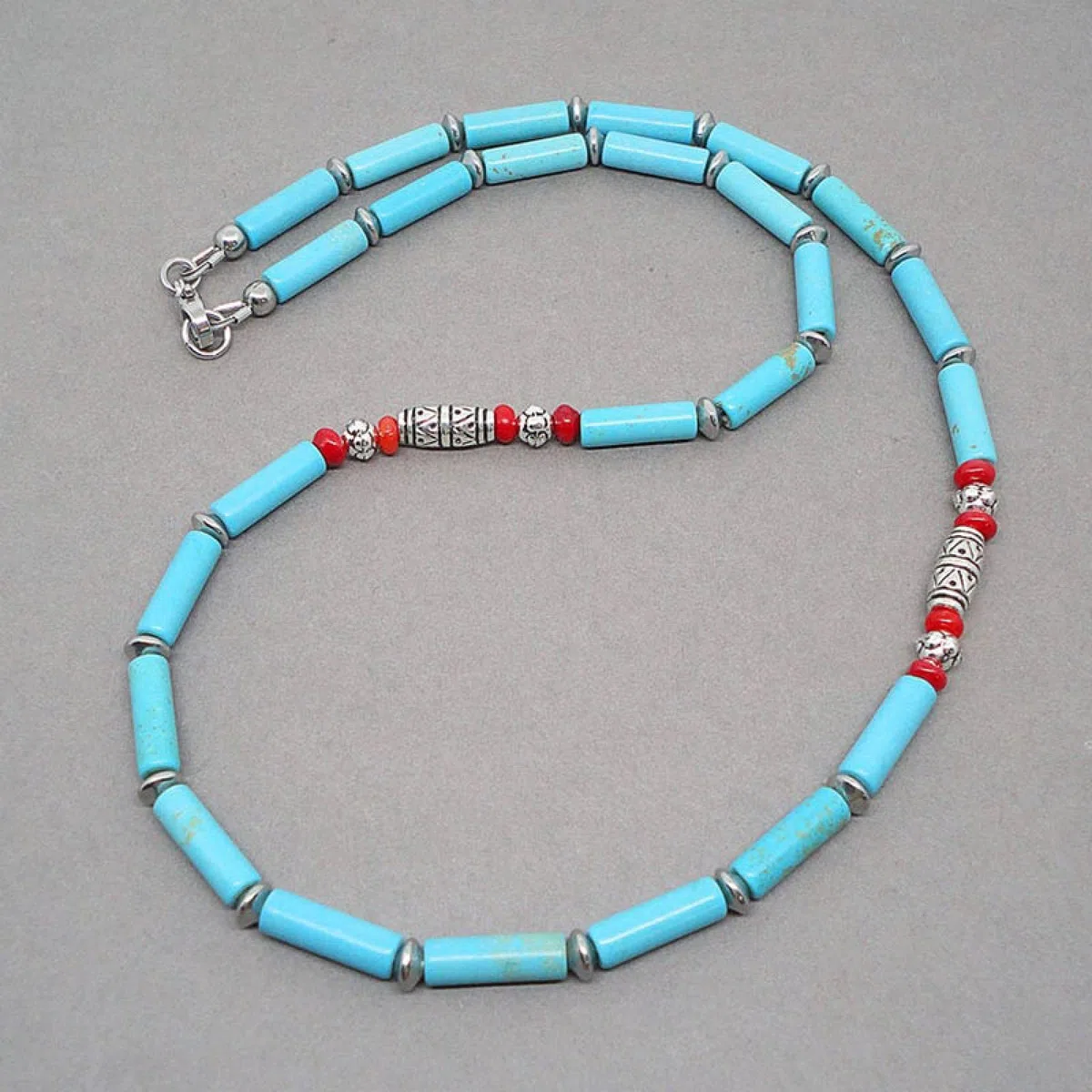 Collana Uomo Ciondolo Donna Catenella Regalo collana Da Uomo Artigianale Blu Nero Onice Turchese Gemma Perline Collana