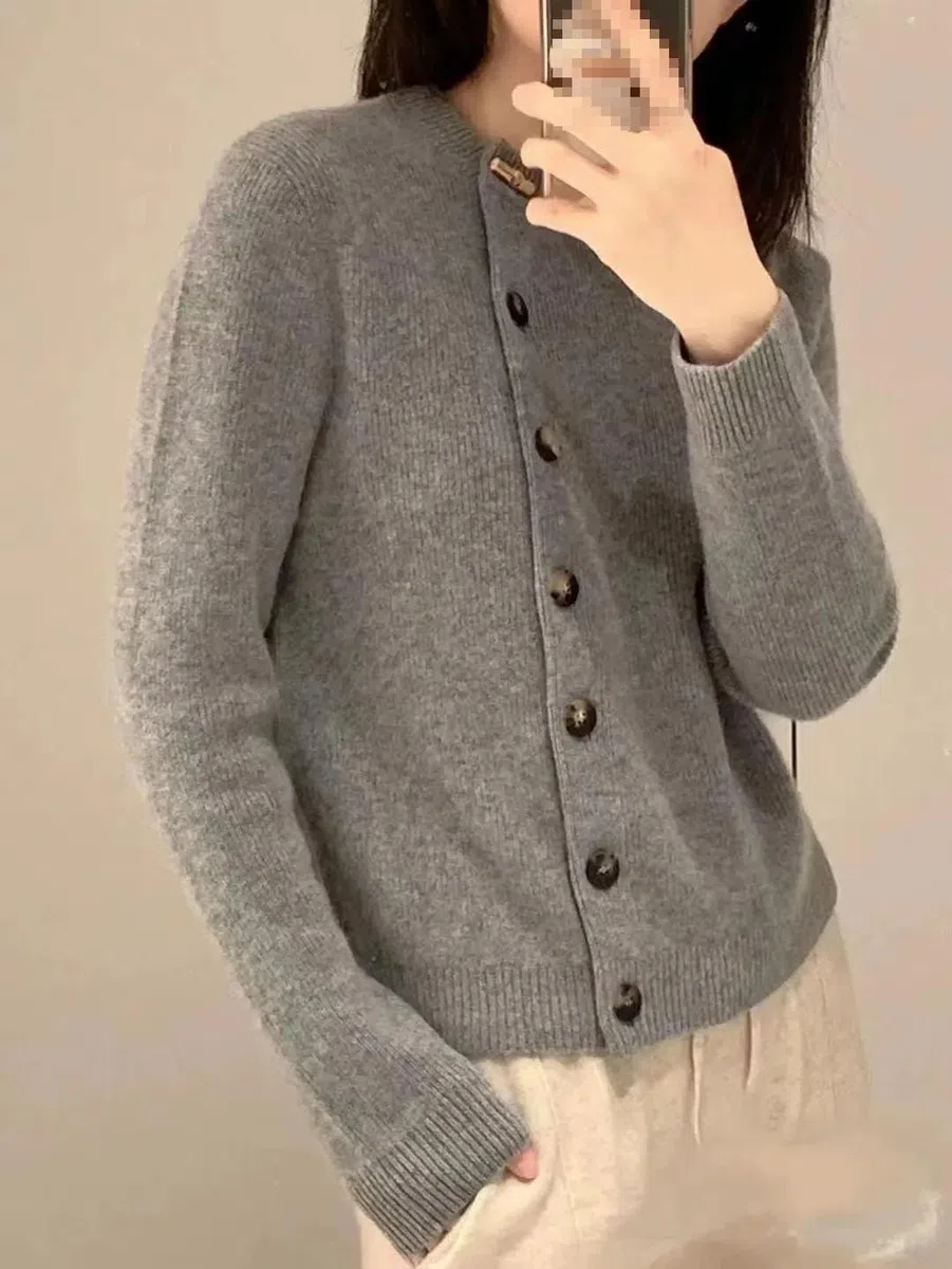 Alloaone Cardigan Girocollo da Donna Maglione in Cashmere Cardigan Invernale A Maniche Lunghe