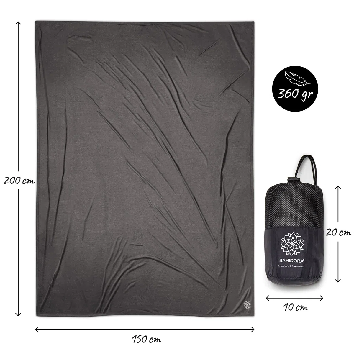 Coperta da viaggio Ultralight Warm 200x150cm. Coperta da campeggio per esterni in materiale Coolmax, ideale come accessorio da viaggio. Confezione piccola, morbida e traspirante