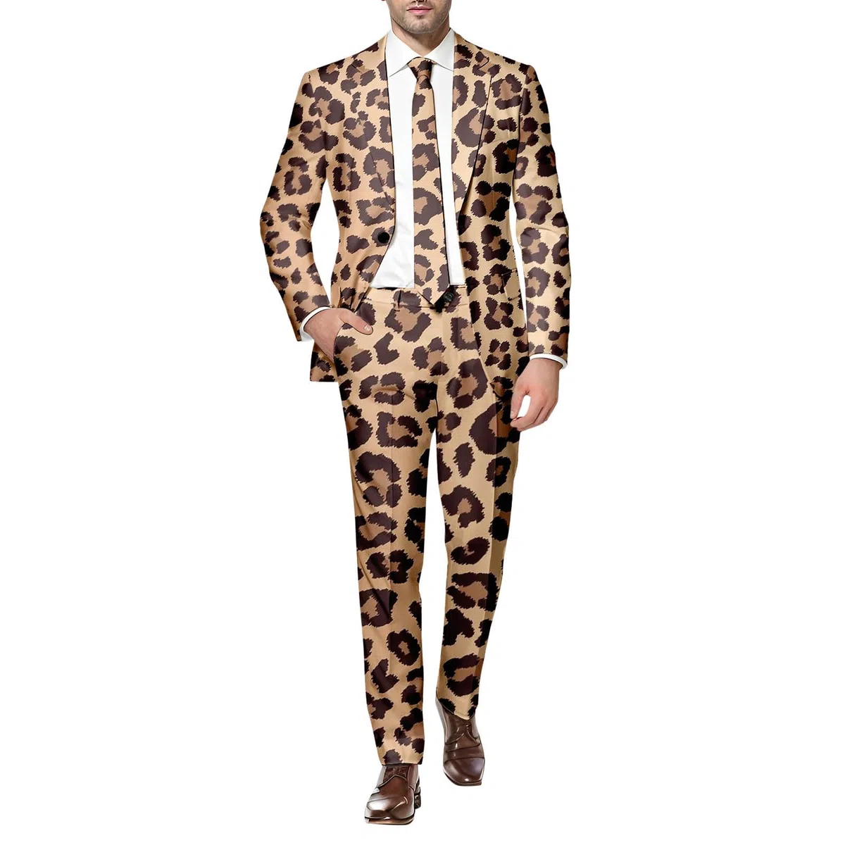 Vestito Suit Abito da Uomo Slim Fit Invitato di Matrimonio Blazer di Affari Abito Stampa Leopardo Latte Zebra per Uomo for Bar Blazer Smoking