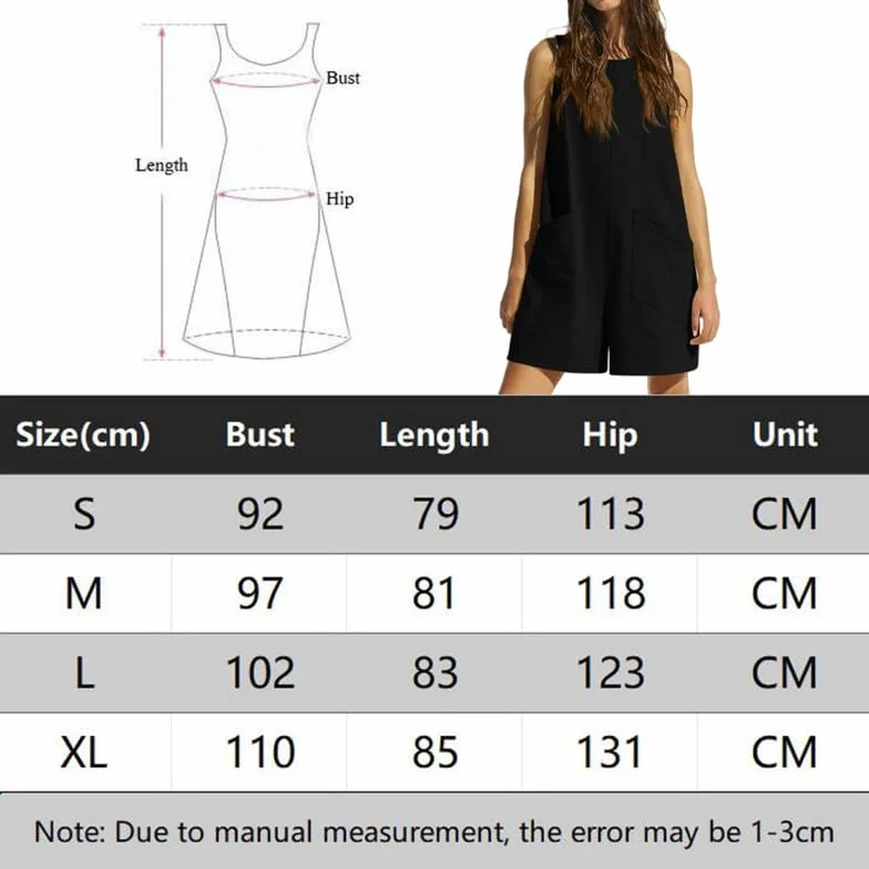 Haibang Salopette Donna Estiva Tute Corte Donna Senza Manica Allentata Casual Jumpsuit con Tasche Morbida Monopezzi e Tutine Elegante Playsuit Overall Romper Pantaloncini Spiaggia Vacanza Outfit
