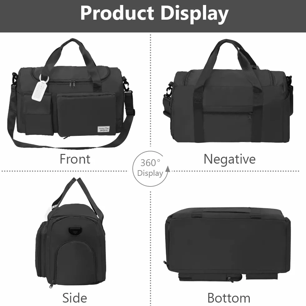 Flintronic Borsone da Viaggio Pieghevole, Borsone Palestra Sportiva con Etichetta Bagaglio, Borsa Sportiva con Scomparto Scarpe, Grande Capacità Borsa da Viaggio Duffel per Sport/Viaggi (35L)
