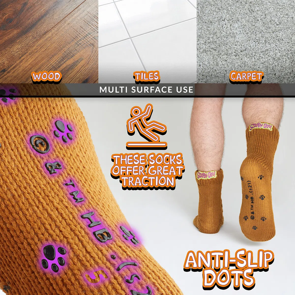 Scooby-Doo! Calze a Pantofola Uomo Antiscivolo Calzini Invernali Pantofole Divertenti Adulti