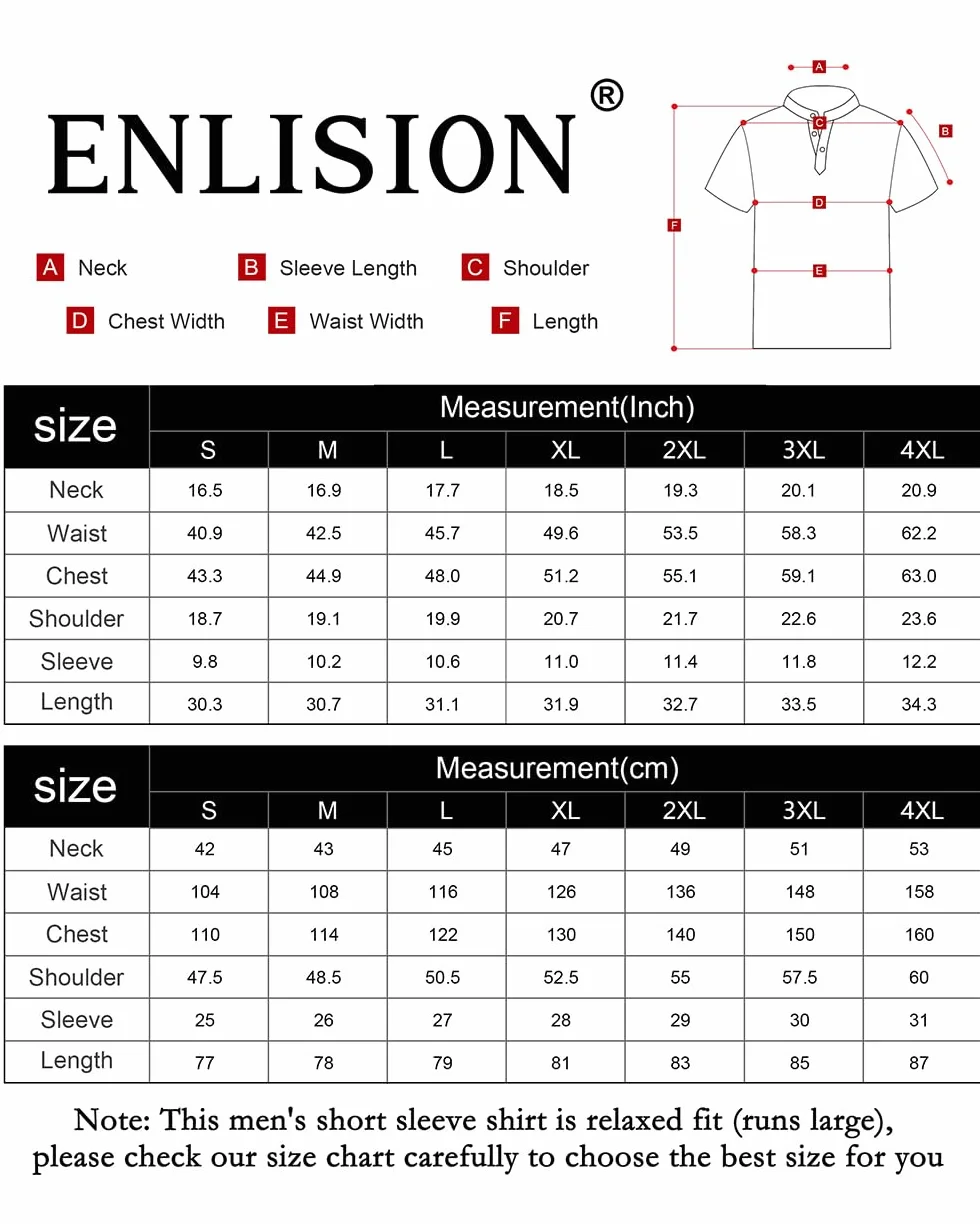 Enlision Camicia Lino Uomo Manica Corta Camicie Estive Uomo Collo Coreana Elegante Casual Spiaggia Ampia Maglietta Lino con Bottoni Henley Shirt