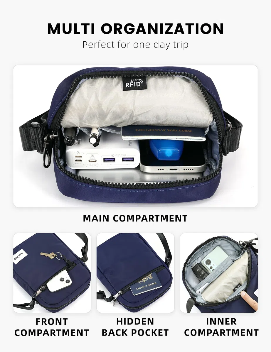 HALOVIE IHIKER3 - Borsa a Tracolla Unisex Antifurto Piccola | Mini Borsello Crossbody Sling Messenger per Uso Quotidiano, Commute, Scuola e Viaggi