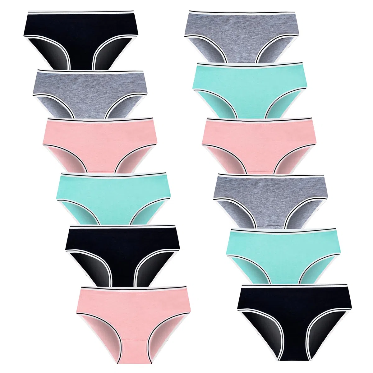JackLoveBriefs Slip Ragazza Cotone Mutande Ragazza 8-16 Anni Pacco da 12,Multicolore