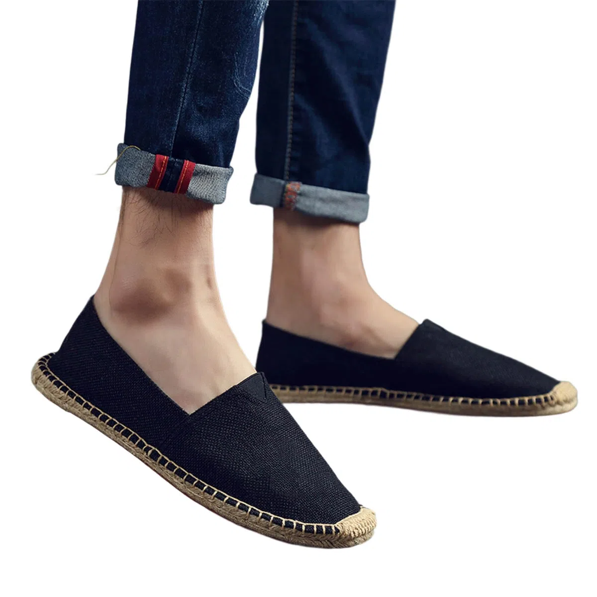 Generico Espadrillas Uomo Nero Misura 39 in Canvas Basse Espadrilles Mens Traspiranti Tinta Unita Suola Antiscivolo Scarpe Uomo Estive Classiche Slip On