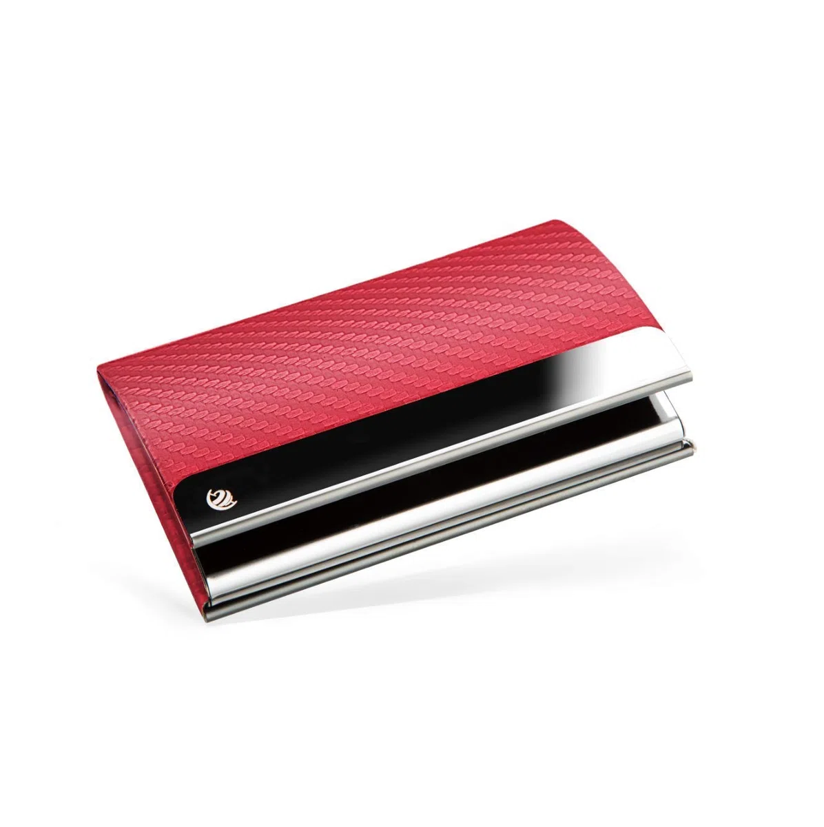 BRODI® - Custodia per biglietti da visita, in acciaio INOX, con chiusura magnetica, confezione regalo inclusa, porta biglietti da visita (rosa con effetto fibra di carbonio)