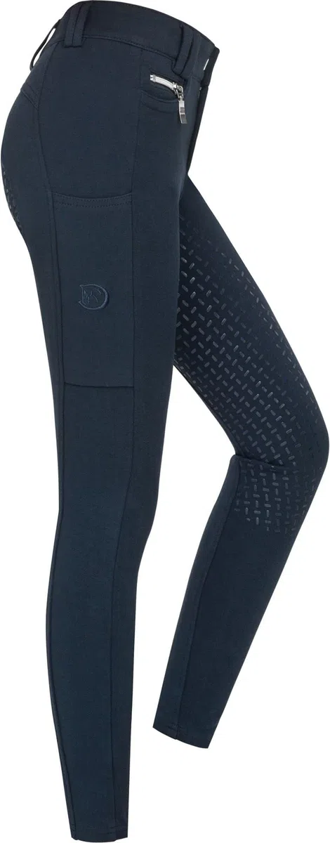 RIDERS CHOICE Pantaloni da equitazione in cotone, con inserto in silicone, per bambini, Blu notte, 146