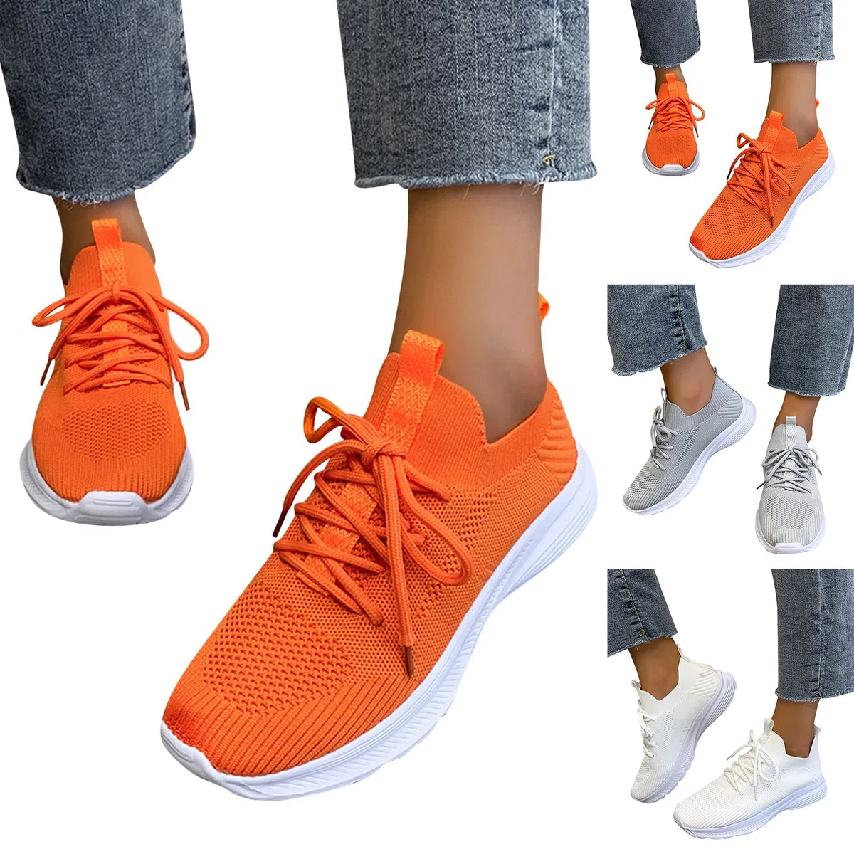 Scarpe da ginnastica da donna, scarpe sportive da donna, per palestra, corsa, traspiranti, alla moda, con lacci, antiscivolo, unisex, con suola spessa, comode
