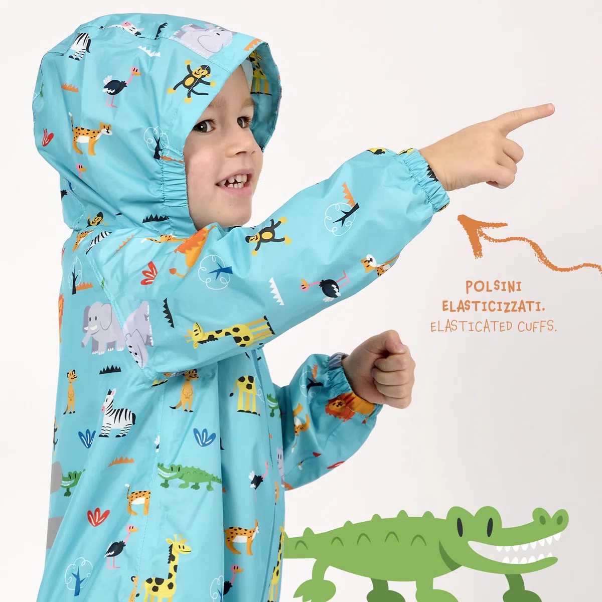 PERLETTI Tuta Impermeabile Bambino Bambina con Cappuccio - Antipioggia Comoda Leggera con Dettagli Catarifrangenti Bimbo Bimba 2 3 4 5 Anni - Tutina Pioggia Bambini Scuola Materna con Cerniera
