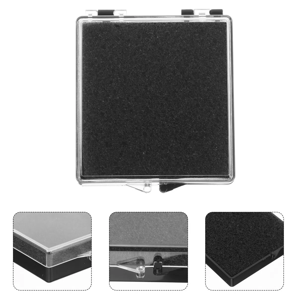 Scatola Trasparente Plastica 2.36X2.36X0.71In Custodia Porta Medaglie Maratona Con Interno Spugna Nera Protettiva Organizer Per Spille Badge E Accessori
