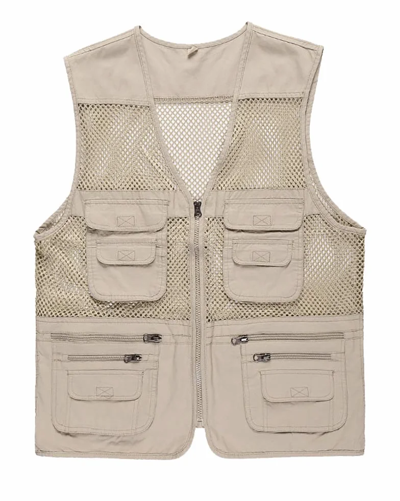 Uomo Gilet da Pesca Multitasche Maglia Giacca Traspirante Gilet da Lavoro Viaggio Estate Fotografia Vest