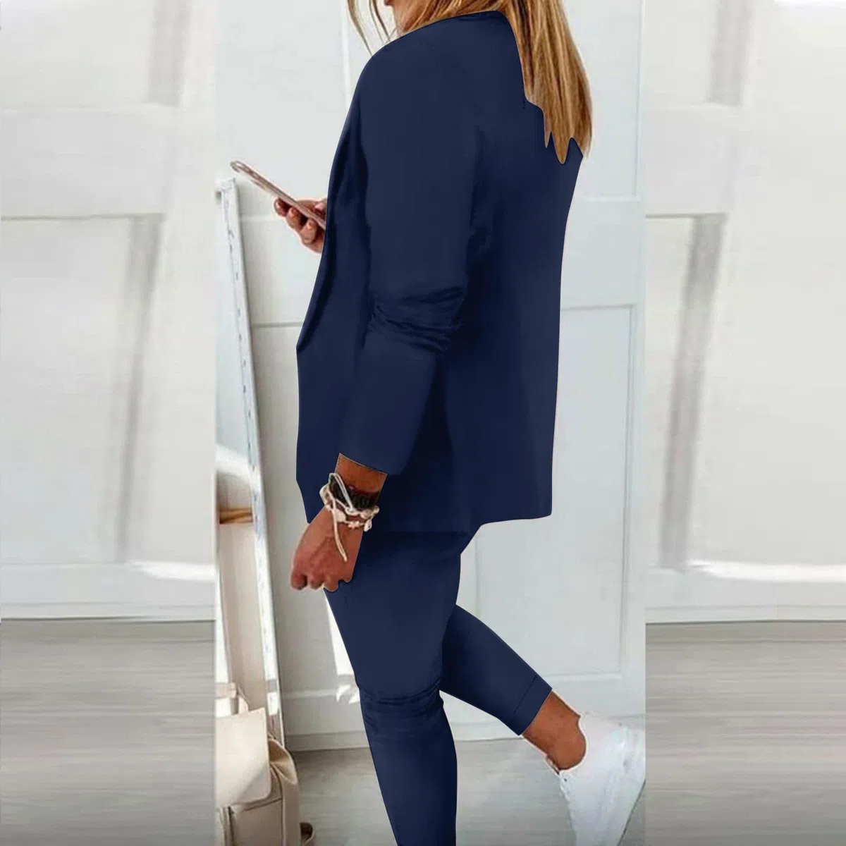 Generico Completo Tailleur Donna Eleganti Curvy Abiti 2 Pezzi Giacche a Maniche Lunghe con Bottoni e Pantaloni Vita Alta Casual Tuta da Abito Invernale Offerte Complete da Donna Ufficio per Sera