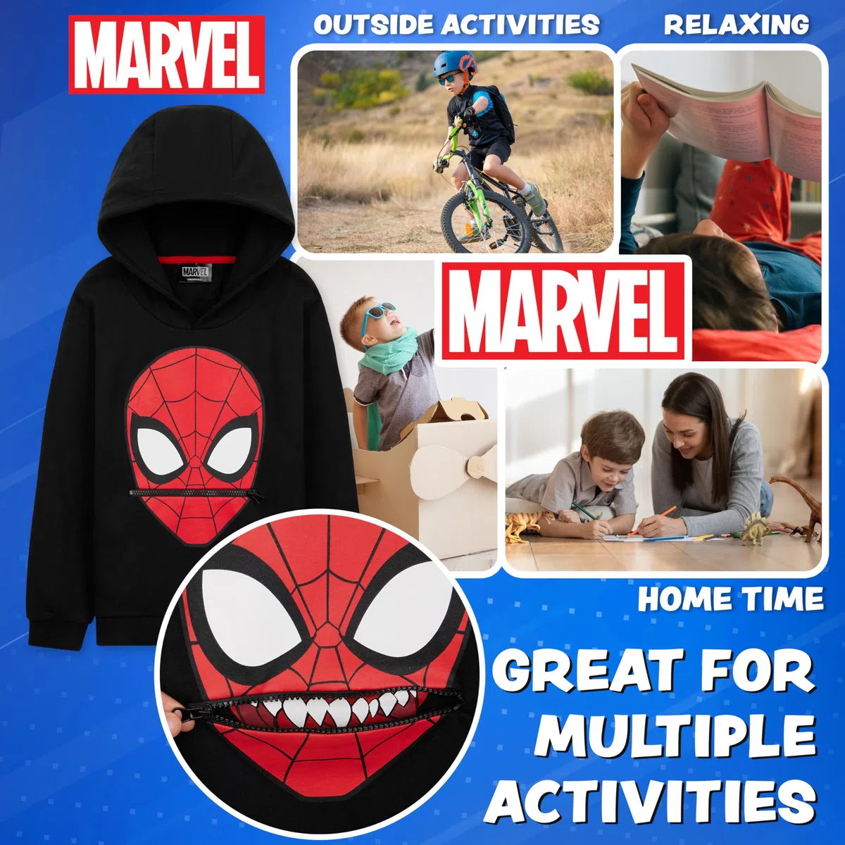 Marvel Felpa Bambino - Felpa con Cappuccio Spiderman 3-12 Anni - Felpe Ragazzo in Cotone Spiderman Abbigliamento Bambino