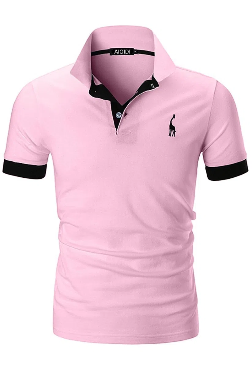 Polo Manica Corta Uomo Cotone Ricamo Giraffa Golf T Shirt