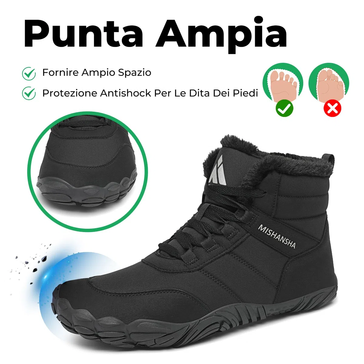 Mishansha Scarpe Stivali Invernali per Uomo Donna - Caldo Imbottito Resistente all'Acqua Gr.36-48