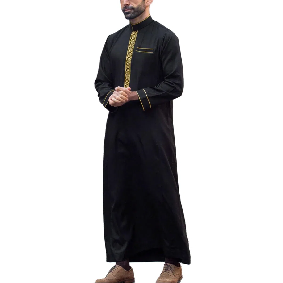 Generico Caftano Uomo Musulmano Abbigliamento Arabo Robe per Male Kaftan Abaya Islamic Thobe Maniche Lunghe Per Gli Uomini