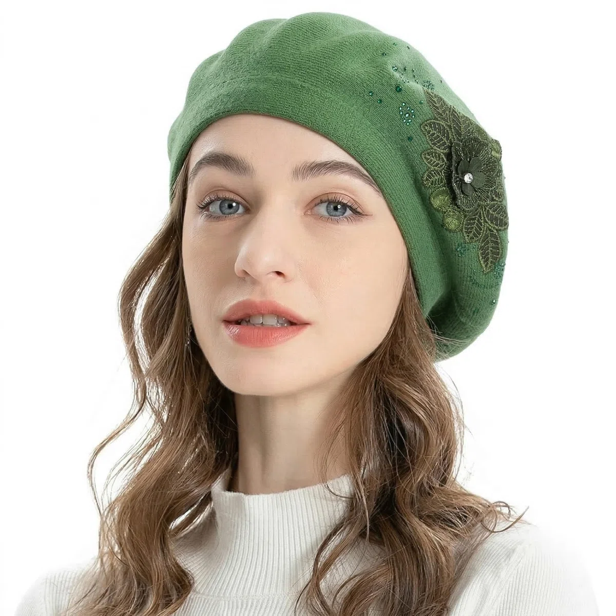ZLYC Berretto da Donna in Cashmere Reversibile Francese