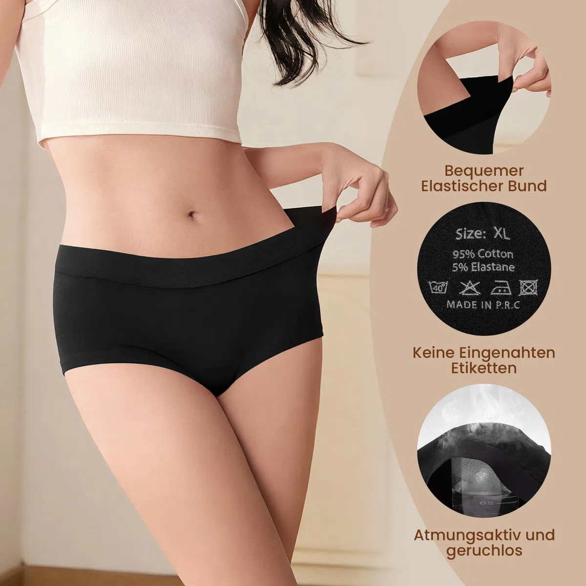Desanlapi Mutande Boxer Donna Culotte Cotone Slip a Vita Media a Pantaloncino Cotone Shorts Intimo Sportivo Culotte Comode Pacco da 6