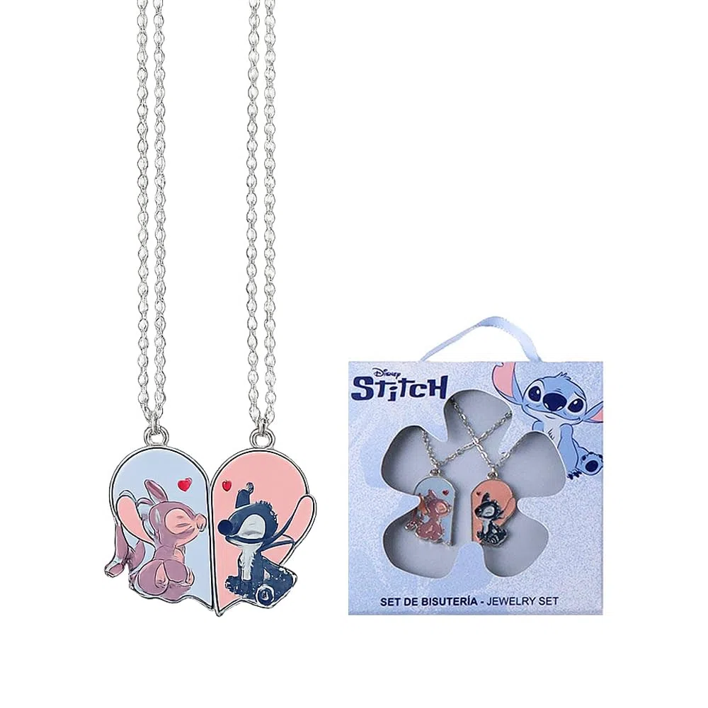 Disney Lilo & Stitch - Set di 2 Collane Cuore - Collane Migliori Amiche - Gioielli per Bambini Lilo & Stitch - Idea Regalo per Ragazza