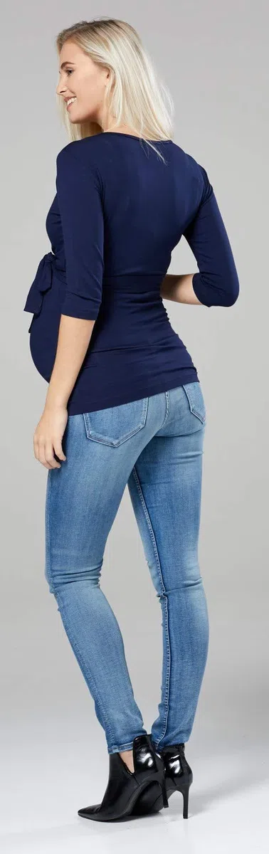 HAPPY MAMA Donna T-Shirt Bolero prémaman per L'Allattamento Camicia Maglia. 458p (Marina, IT 48, 2XL)