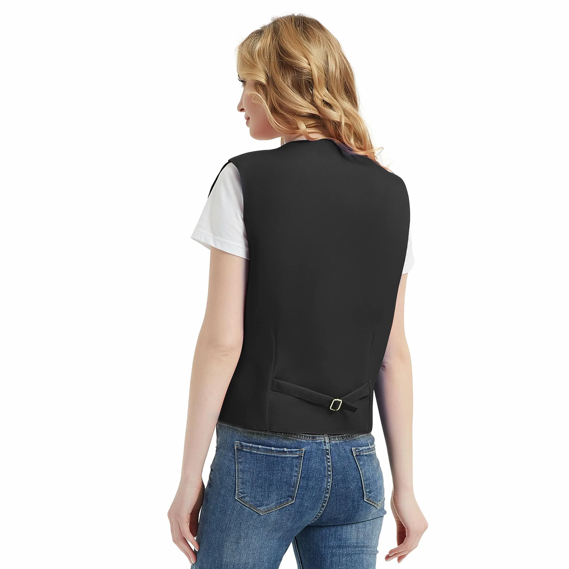 TOPTIE Gilet da Uomo, Gilet casual Unisex con Bottoni, Smanicato Gilet per commesso del supermercato e volontari