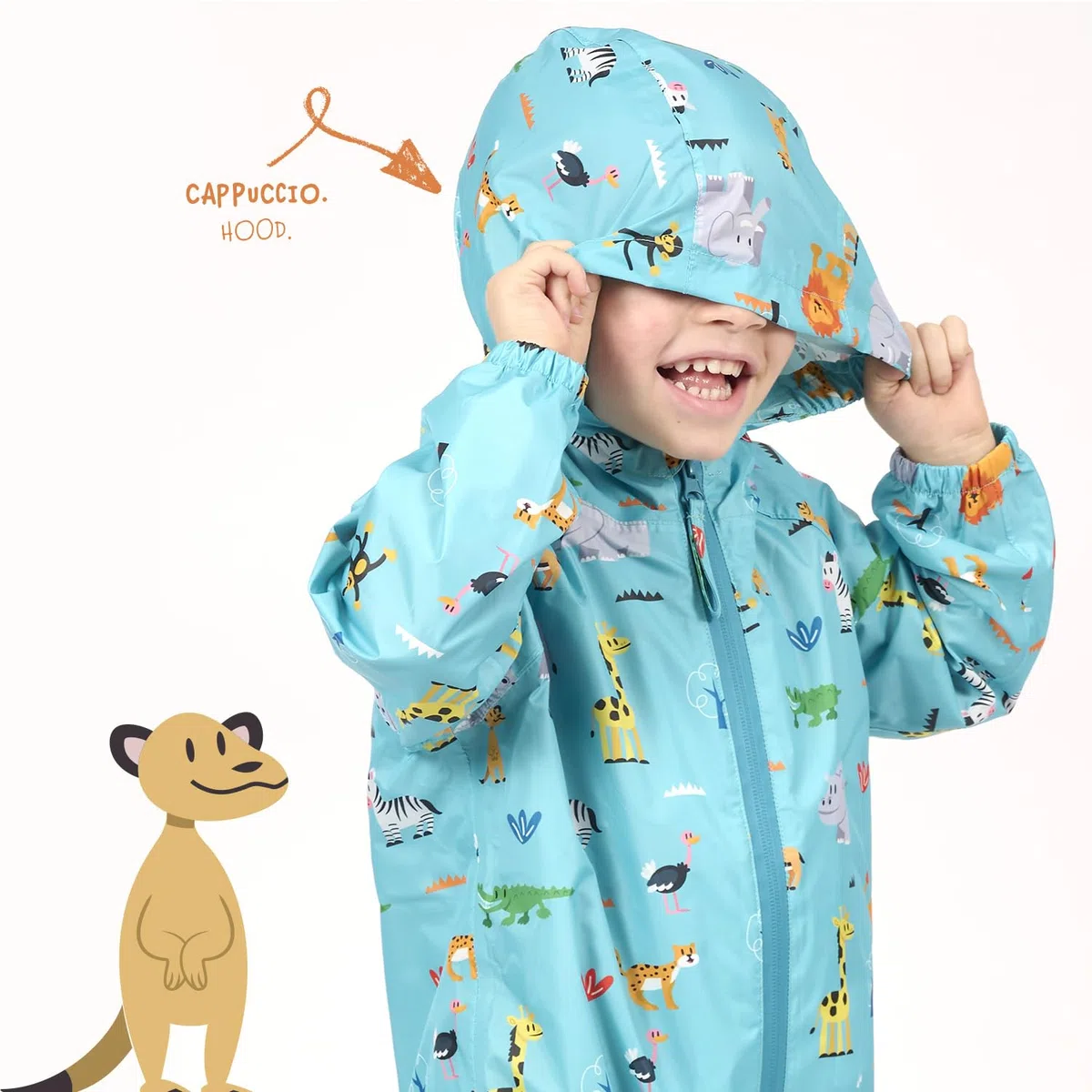 PERLETTI Tuta Impermeabile Bambino Bambina con Cappuccio - Antipioggia Comoda Leggera con Dettagli Catarifrangenti Bimbo Bimba 2 3 4 5 Anni - Tutina Pioggia Bambini Scuola Materna con Cerniera