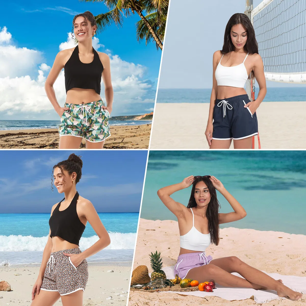 riemot 2 Paia Pantaloncini Costumi da Bagno Donna Pantaloni Corti Spiaggia Asciugatura Rapida Estivi Sportivi Shorts con Tasche Perfetti Pantaloncino Piscina per Mare Corse Palestra‌