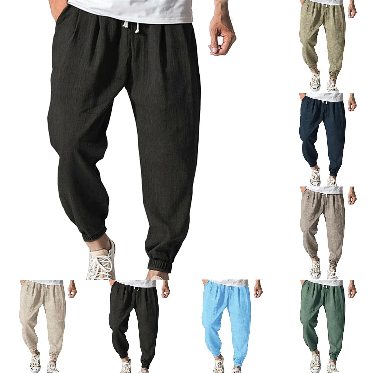 MJGkhiy Kirakuco Pantaloni Uomo Giapponesi Leggeri Baggy Harem Pants in Cotone e Lino Casual Larghi Pantalone Estivo Traspirante Pantalone Giapponese Trousers Lunghi da Yoga e Spiaggia