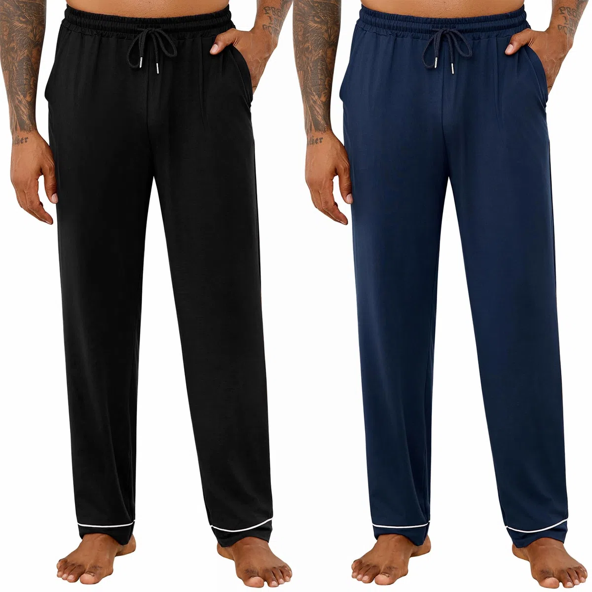 Pantaloni Pigiama Uomo Cotone Leggero Pantalone Pigiama Comodo Pantaloni da Casa con Tasche Pantalone Pigiami Lungo Casual Leggero S-3XL