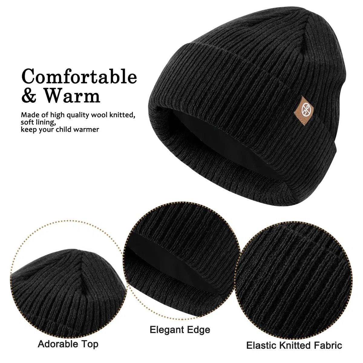 Set Invernale Bambini 3 Pezzi: Cappello di Maglia, Sciarpa e Guanti Touchscreen - Berretto con Fodera in Pile Caldo per Ragazze e Ragazzi 5-12 Anni