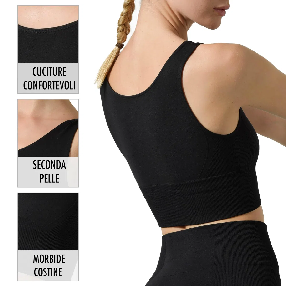 Risalti Pantaloncini Palestra Donna Costina Senza Cuciture Ilena - Shorts Sportivi Vita Alta in Microfibra, Leggings Corti Donna, Pantaloncini Fitness Yoga Running - Made in Italy