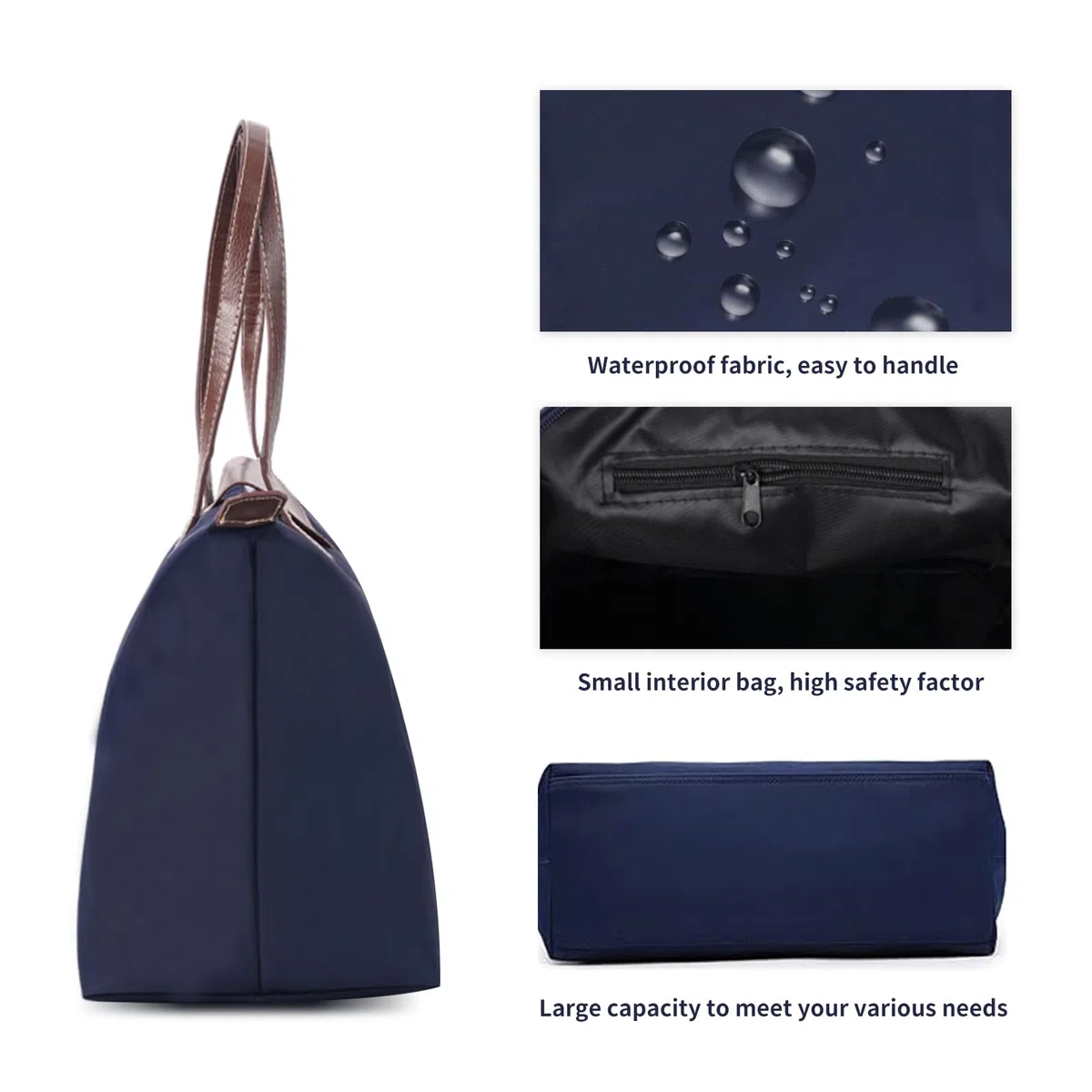 Borsa a tracolla da donna Borsa pieghevole in nylon di grande capacità per le signore Tote Shopping Bag