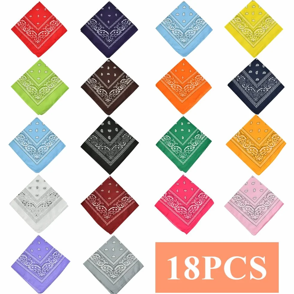 BUYGOO Bandana per Capelli 20PZ Bandane Multicolori per Cappelli Bandana Multiuso per Collo, Testa, Sciarpa Fazzoletti da Taschino Fibra Poliestere Disegno Paisley Unisex Multicolore Turbante Hip Hop
