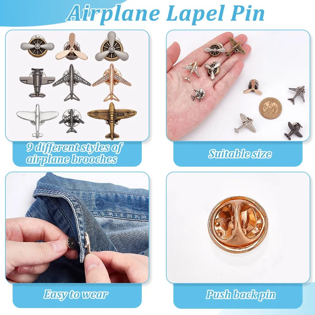 FINGERINSPIRE Spilla per Aereo in Lega 9 Stile Spilla da Baverocon Elica per Aereo da Aviatore Vintage per Piloti Appassionati di Viaggi Accessorio per Colletto da Abito