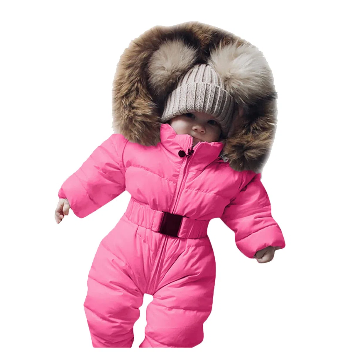 Generico Tuta da Sci Intera Bambina Manica Lunga Fleece Outfits Tute da Neve Bambina 0-24 Mesi Capispalla Imbottita Neonata