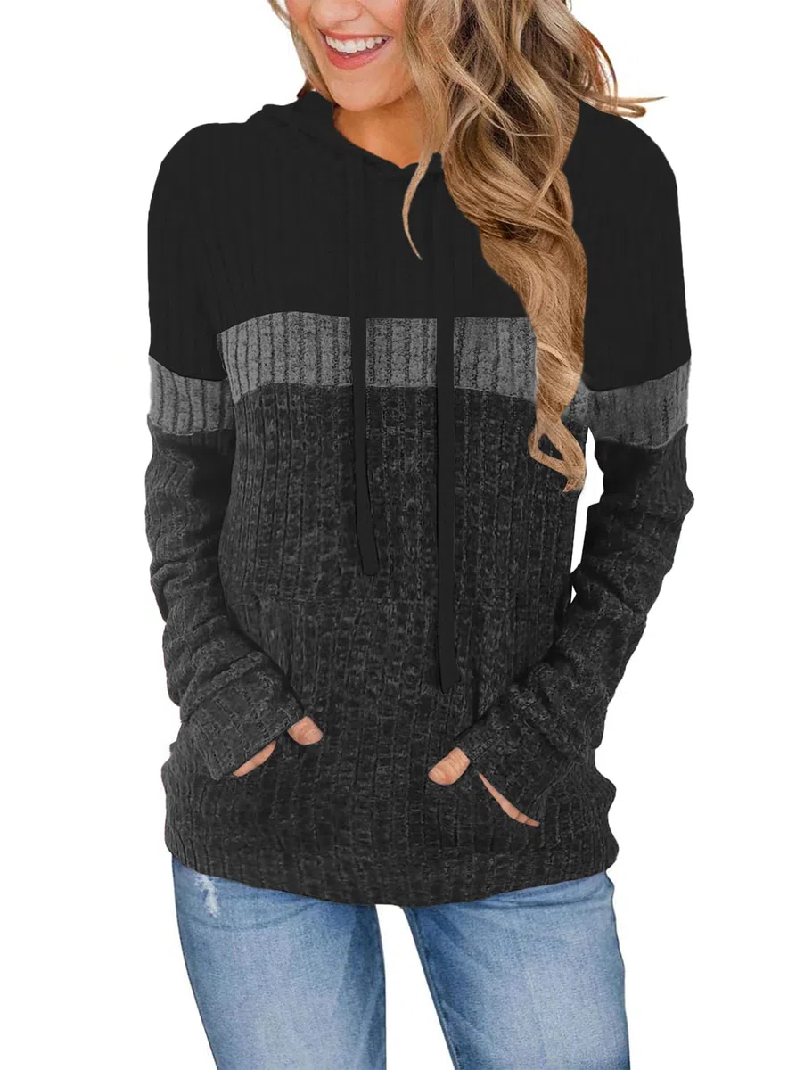 DUOEASE Felpe Donna con Cappuccio Casual Elegant Maglia Donna con Tasche Autunno Invernale Maniche Lunghe Top