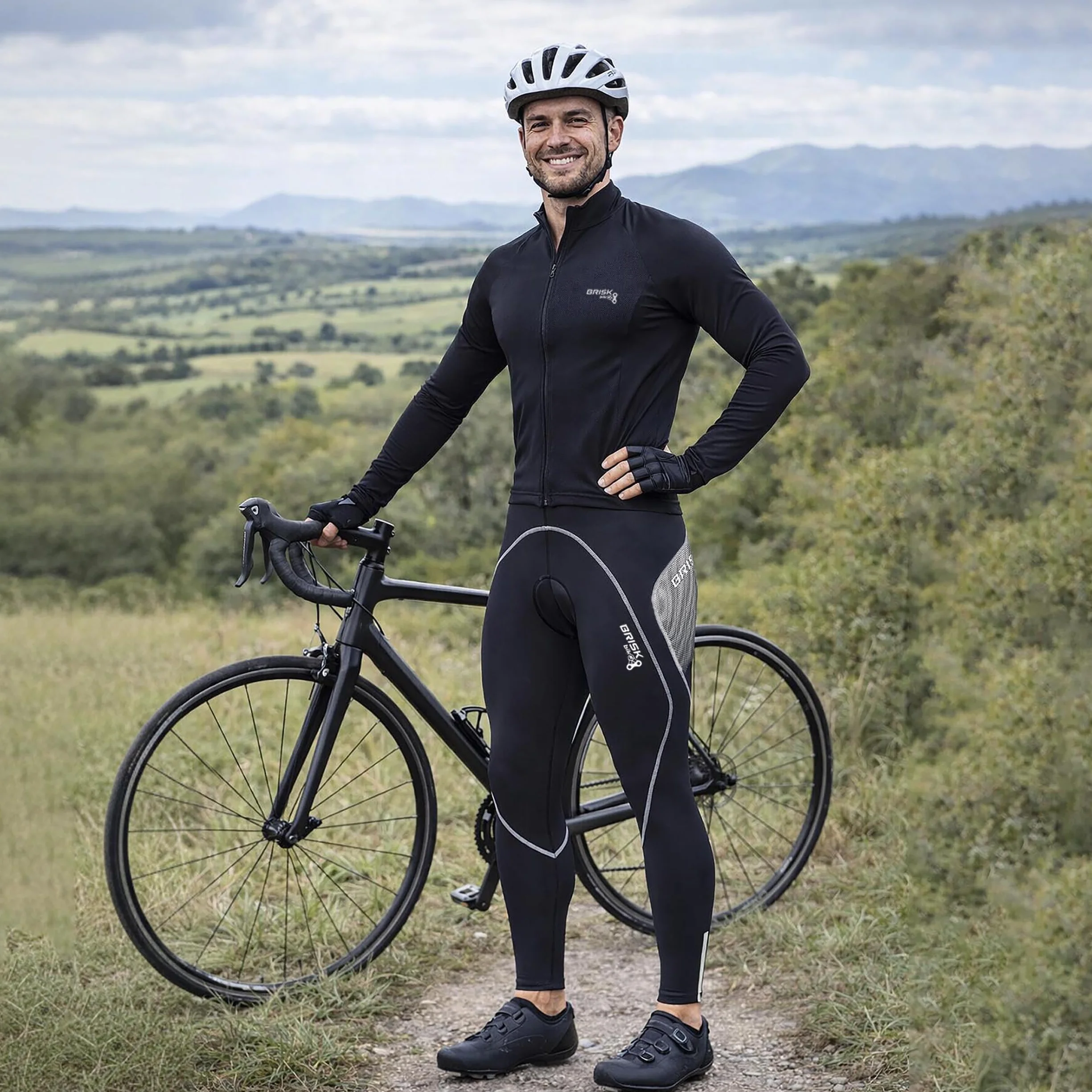 Brisk Bike Pantaloni Ciclismo Uomo Elasticizzato con Imbottitura Cool Max Pantaloni Ciclismo Uomo Invernale Leggings Termici con Cuciture Flatlock