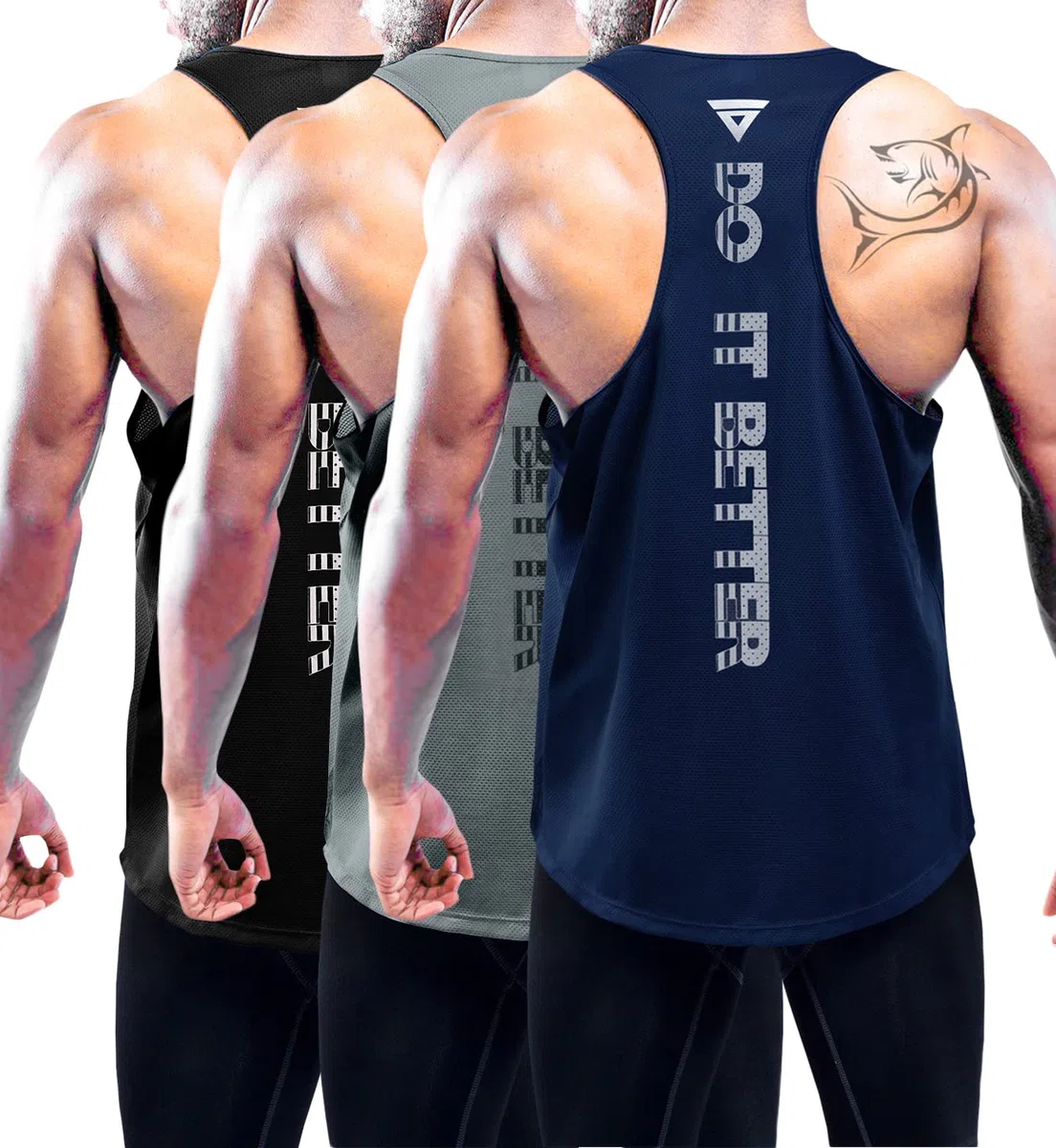 Boyzn Confezione da 3 canottiere da uomo, estive, senza maniche, traspiranti, per palestra, allenamento, palestra, bodybuilding, senza maniche