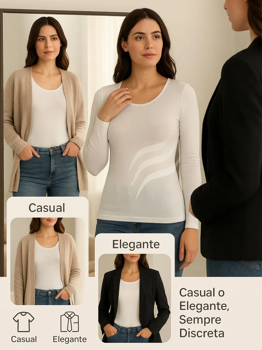 Liabel Maglia Caldo Cotone Donna (Confezione da 2) - Maglie Donna Invernali Manica Lunga o Corta Sottogiacca Bianco o Nero S-XL