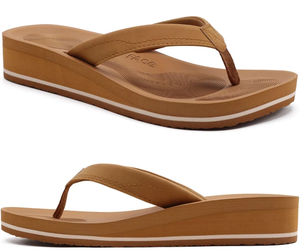 COFACE Infradito Donna Eleganti Sandali in Pelle Moda Infradito con Zeppa Alta per Estate Mare Spiaggia e Piscina