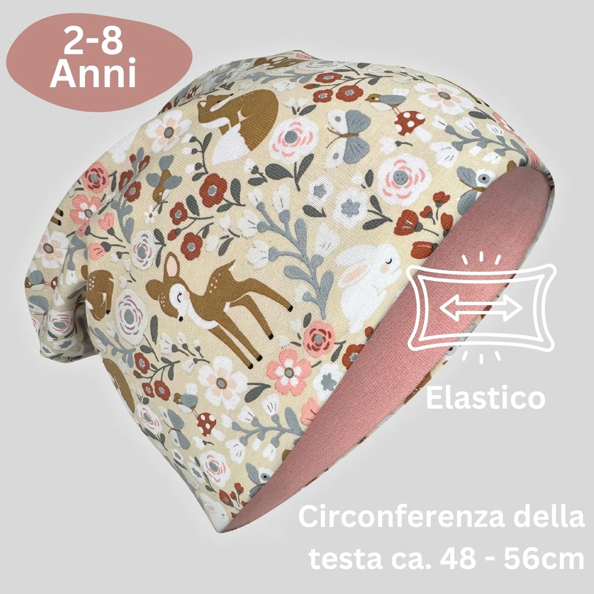 HECKBO Set Berretto & Scaldacollo 360° Riflettente per Bambini – 95% Cotone – Materiale elastico morbido e facile da curare – Beanie Primavera Autunno Inverno (48–54 cm)