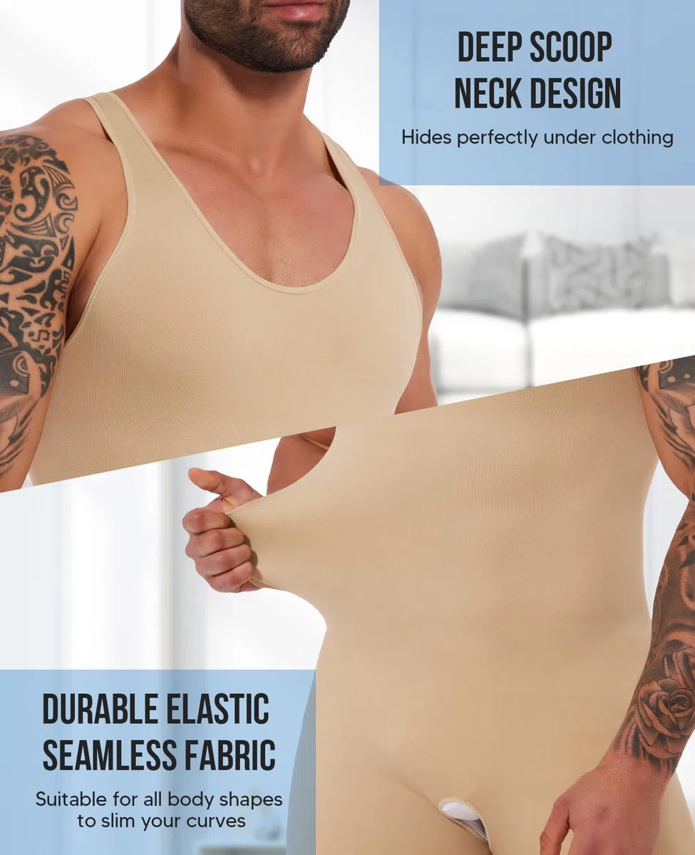 SLIMBELLE Intimo da Uomo Body Senza Maniche per Il Corpo Dimagrante a Compressione per Il Slim Fit Controllo della Pancia