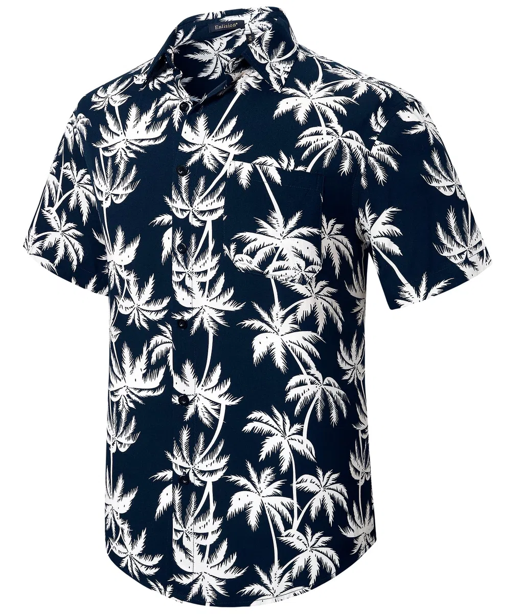 Enlision Camicia Hawaiana Uomo Manica Corta Estiva Floreale Casual Camicie Stampa Hawaiane Spiaggia Vacanza con Tasca S-4XL