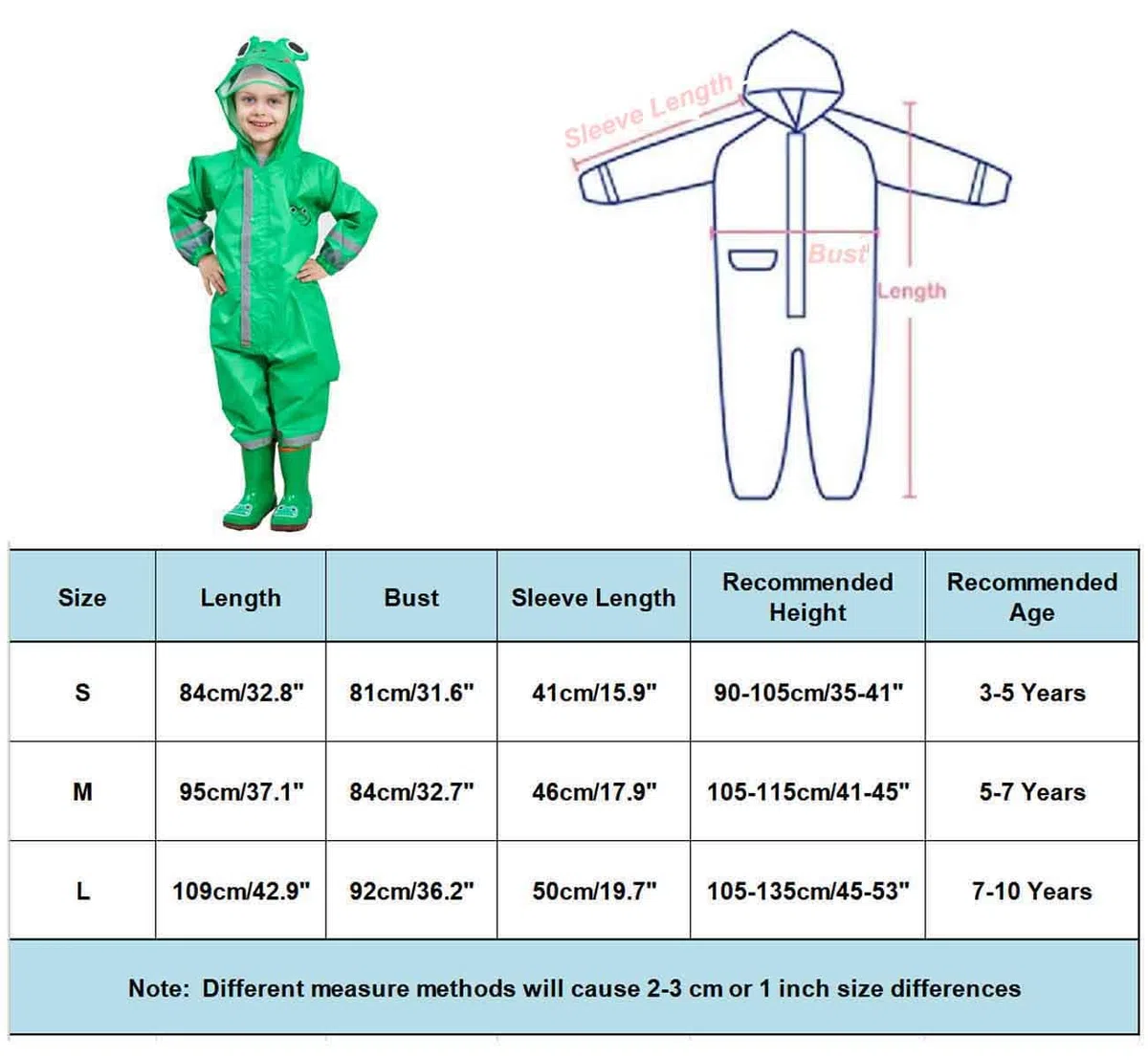 JinBei Impermeabile Bambino Pioggia Poncho Antipioggia Tuta Giacca Bambina Bambini Cappuccio Ragazze Ragazzi Animale Modello Portatile Jogging di Un Pezzo Impermeabili Unisex 3-10 Anni